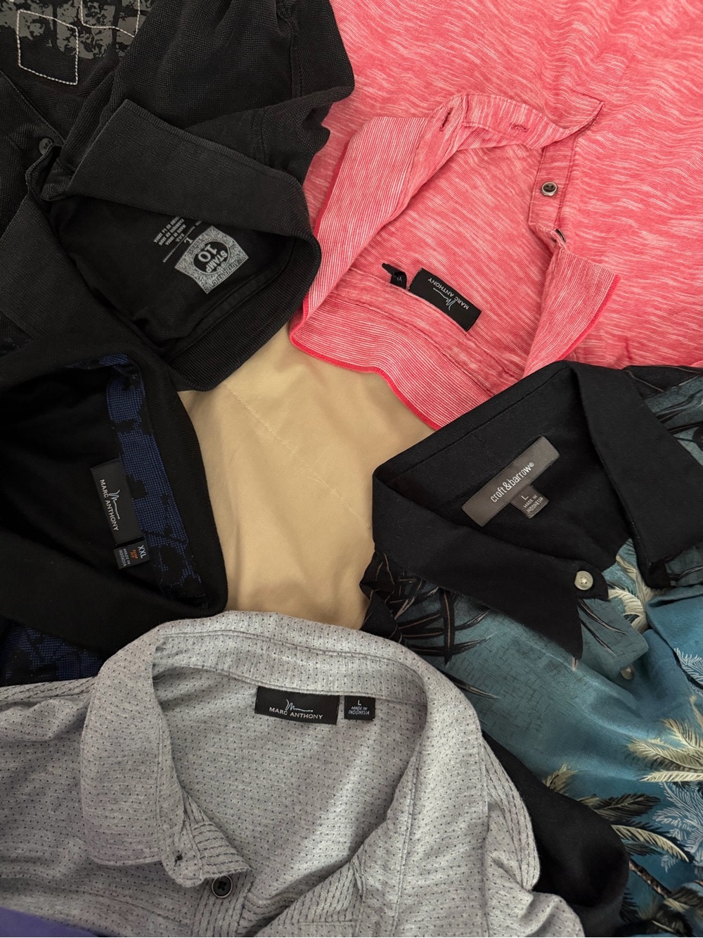 Marc Anthony Men’s Polo Bundle Accent: Heather Gray & Coral Pink